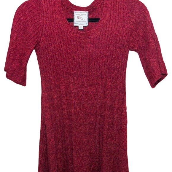 Fall Feels in This Sweet Petite Sweater Dress! Dark Red, Short Sleeve, Size SP - Picture 7 of 8